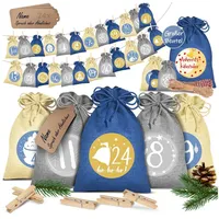 Kesser Adventskalender zum Befüllen 24 Jutebeutel Gedruckte Stoffbeutel Kinder