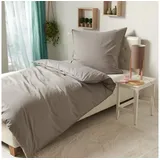 Traumschlaf Basic Uni Bettwäsche Chambray Kissenbezug einzeln 80x80 cm | grau - grau