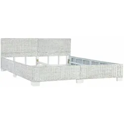 vidaXL Bettgestell Grau Natur Rattan 180 x 200 cm