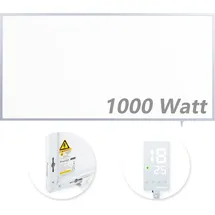 Protron Infrarotheizung Panel Heizkörper Elektroheizung IR Wandheizung 1000Watt 120x60cm mit Smart-Thermostat - Silber