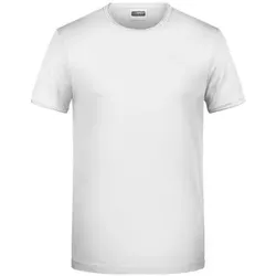 Herren T-Shirt Rollsaum 8002, weiß, Größe M - weiss - M