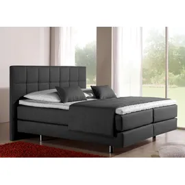 Home Affaire Boxspringbett HOME AFFAIRE "Neon", grau (anthrazit), B:118cm L:210cm, Strukturstoff-Bezug (100% Polyester), Komplettbetten, Boxspringbett, in 3 Matratzenarten, feine Steppung im Kopfteil, 2 Härtegrade