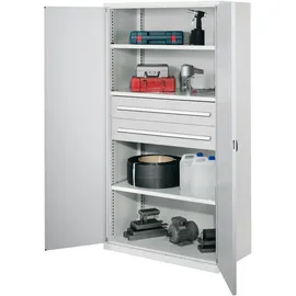 Kappes Schwerlastschrank Stahl 1.950 x 1.000 x 600 mm lichtgrau 3 Böden 2 Schubladen