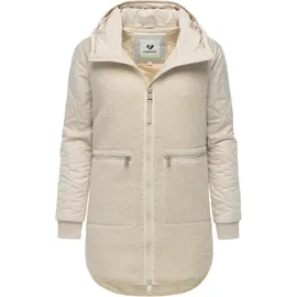 Ragwear Damen Teddyfleece Kurzmantel warmer Plüschmantel mit Kapuze Longeddy YOUMODO Ecru25 Gr. XL - XL