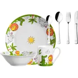 LEONARDO Kindergeschirr mit Besteck Krokodil / Elefant / Löwe