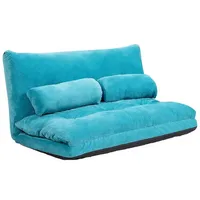 COSTWAY Schlafsofa, bettfunktion,verstellbare Rückenlehne,klappbar,Kissen blau 98 cm x 18 cm x 180 cm