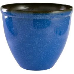 H&D Manufaktur Jinfa Pflanzkübel aus Kunststoff in Santorini-Optik, Marineblau, Ø 39,5 cm – Ideal für Miniteich, Garten & Terrasse