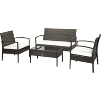 Outsunny Polyrattan Gartenmöbel Set 4-teiliges Rattensofa-Set Sitzgarnitur Braun