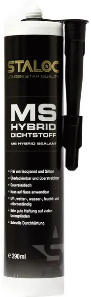 STALOC Premium Kleb- und Dichtstoff MS Hybrid ; transparent ; universell für unzählige Verklebungen ; 290 ml