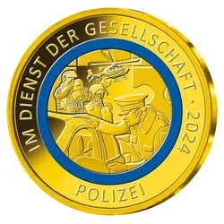 „Polizei“ – die Gold-Ergänzungsprägung zur 10-Euro-Polymermünze 2024