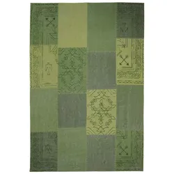 Teppich KAYOOM "Lyrical 210", grün (multi, grün), B:120cm H:13mm L:170cm, Baumwolle, Teppiche, Handgefertigt, hochwertig verarbeitetes Unikat im Antik-Design