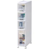 HJJP 16 cm schmaler Rollwagen – Schubladen für kleine Ecken, praktische Küche, Badezimmer, Kunststoffschrank neben dem Kühlschrank – organisieren Sie mit dieser schmalen Aufbewahrungslösung
