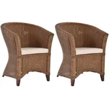Krines Home Cocktailsessel Set/2 Rattansessel Ken Clubsessel Lounge Wohnzimmer Sessel (Groß) (2-St., 2 Stück), Cocktailsessel braun