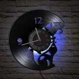 Smotly Vinyl-Wanduhr, Haustier-Katzenform, digitale Wanduhr mit LED-Nachtlichtfunktion, Heimdekoration, Wanduhr, Geschenk für Haustierliebhaber.