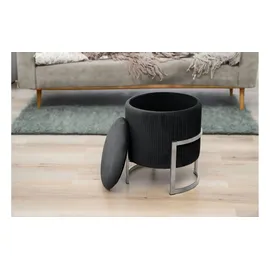 Akord Pouf mit Stauraum Samtstoff Ø 40 cm Schwarz