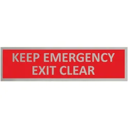 CombiCraft Aluminium Türschild Keep Emergency Exit Clear 165x45mm mit 3M-Tape