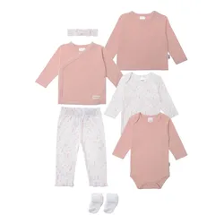 Erstausstattungspaket LILIPUT "Blümchen", Baby, Gr. 50/56, pink (pink, meliert), 100% Baumwolle, KOB Set-Artikel, mit 8 Teilen und niedlichen Details