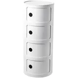4-lagiger Nachttisch, Runder Kleiner Nachttisch Mit Stauraum, Stapelbares Design Mit Viel Stauraum, Kleiner Runder Beistelltisch Für Wohnzimmer Und Schlafzimmer(Color:Reines Weiß)