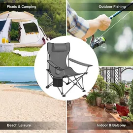 Woltu Campingstuhl 2er Set Grau