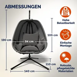 CASARIA Hängesessel XXL Grau