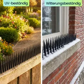 ideoon garden 12er Set Taubenspikes Schwarz 5,4m - Effektive Vogelabwehr aus Polycarbonat - 3-reihige Abwehrspikes gegen Tauben, Möwen, Marder, Katzen & Eichhörnchen