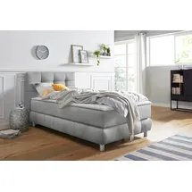 Home Affaire Boxspringbett HOME AFFAIRE "Salo", grau (hellgrau), B:104cm L:211cm, Struktur (100% Polyester);Bezug der Spiegelfläche Matratzendrell aus 100% Polyester;Samtoptik (100% Polyester), Komplettbetten, Boxspringbett, incl.