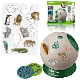 Bresser 10866 - FREEK VONK x BRESSER Kinder-Projektor mit 24 Abenteuermotiven und Tierstickern