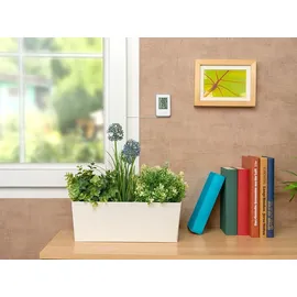 Pearl Digitales Innen-& Außen MIN MAX Thermometer weiß Wetterstation mit Uhrzeit & Außenfühler