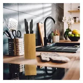 Relaxdays Messerblock silber, braun, 1 St.