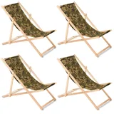 Liegestuhl Strandliege Gartenliege Sonnenliege 4er Set Camo Grün Buchenholz