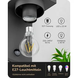 EDISHINE Außenwandleuchte Aluminium, Glas 191x120x150mm ohne Leuchtmittel Anthrazit