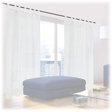 Relaxdays Gardinen 2er Set, HxB: 175x140 cm, halbtransparente Vorhänge, Wohn- & Schlafzimmer, Schlaufengardinen, weiß