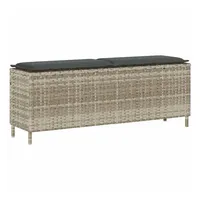 VidaXL Gartenbank mit Kissen Hellgrau 110x30x40,5 cm Poly Rattan