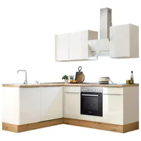 Respekta Winkelküche L-Form 220 cm Weiß Artisan-Eiche