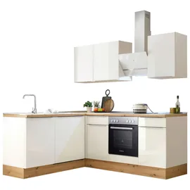 Respekta Winkelküche L-Form 220 cm Weiß Artisan-Eiche