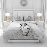 Leleyouzer 3D Pferd Bettwäsche Set 135 x 200 cm,Pferd Muster Gedruckt Bettbezug Set von 3,Mikrofaser Bettbezug Set für Kinder Jungen Zimmer Dekoration