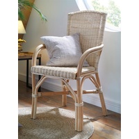 Rattanstuhl, natur lackiert, Senioren Stuhl, Sitzhöhe 49 cm, Korb Rattan Sessel