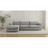 LeGer Home by Lena Gercke Ecksofa "Avelina", grau, B:297cm H:77cm T:186cm, 100% Polyester, LEGER HOME BY LENA GERCKE, Sofas, Ecksofa, Breite 297 cm, in Cord- und Chenille- Stoff, Rückenkissen mit Federn