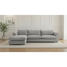 LeGer Home by Lena Gercke Ecksofa "Avelina", grau, B:297cm H:77cm T:186cm, 100% Polyester, LEGER HOME BY LENA GERCKE, Sofas, Ecksofa, Breite 297 cm, in Cord- und Chenille- Stoff, Rückenkissen mit Federn