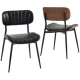 HOMCOM Esszimmerstühle 2er Set Küchenstuhl mit Sitzfläche aus Kunstleder Schwarz - Schwarz