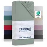 Blumtal Blumtal® Basics Spannbettlaken Topper 140x200cm Jersey - Bettlaken 140x200cm aus 100% Baumwolle - Oeko-TEX zertifiziertes Spannbetttuch 140x200cm - Topper Bettlaken 140x200 - Summergreen - Grün