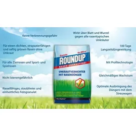 Substral Roundup Rasen Unkrautfrei Rasendünger 9kg 450 m2 2in1 100 Tage Granulat