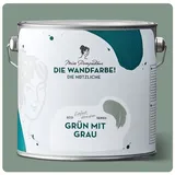 MissPompadour Wandfarbe Grün mit Grau - abwaschbare Wandfarbe mit hoher Deckkraft 2,5 L, scheuerbeständig und wasserbasiert grau|grün