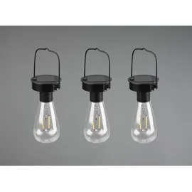 meineWunschleuchte Cooles Solar LED Hängeleuchte Birne 6er SET zum hängen Schwarz Ø7cm Höhe 23cm