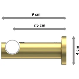 Interdeco GARDINENSTANGE Platon Elanto 240 cm (geteilt in 2 x 120 cm), 1-läufig (ohne Ringe), 20 mm Ø Messing-Optik