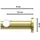Interdeco GARDINENSTANGE Platon Elanto 240 cm (geteilt in 2 x 120 cm), 1-läufig (ohne Ringe), 20 mm Ø Messing-Optik