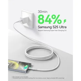INIU USB C auf USB C Kabel, 100W [2m+2m, weiß] Typ C Schnellladekabel PD 5A QC 4.0 Nylon Ladekabel USB-C Aufladekabel für iPhone 15 MacBook Pro 2021 iPad Air Samsung S22 PS5 Switch Pixel 7 Huawei usw.
