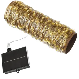 MARELIDA LED Solar Drahtlichterkette - 360 warmweiße LED - 8 Funktionen/USB - L: 18m - Dämmerungssensor