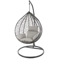 Kideo Hängesessel mit Gestell & Kissen, Korbsessel, Poly-Rattan (Korb