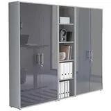 BMG Möbel Aktenschrank Büromöbel Office Edition 10 (Aktenschrank Regal Set, besteht aus 2x Aktenschrank und 1x Regal) mit viel Stauraum, abschließbar schwarz